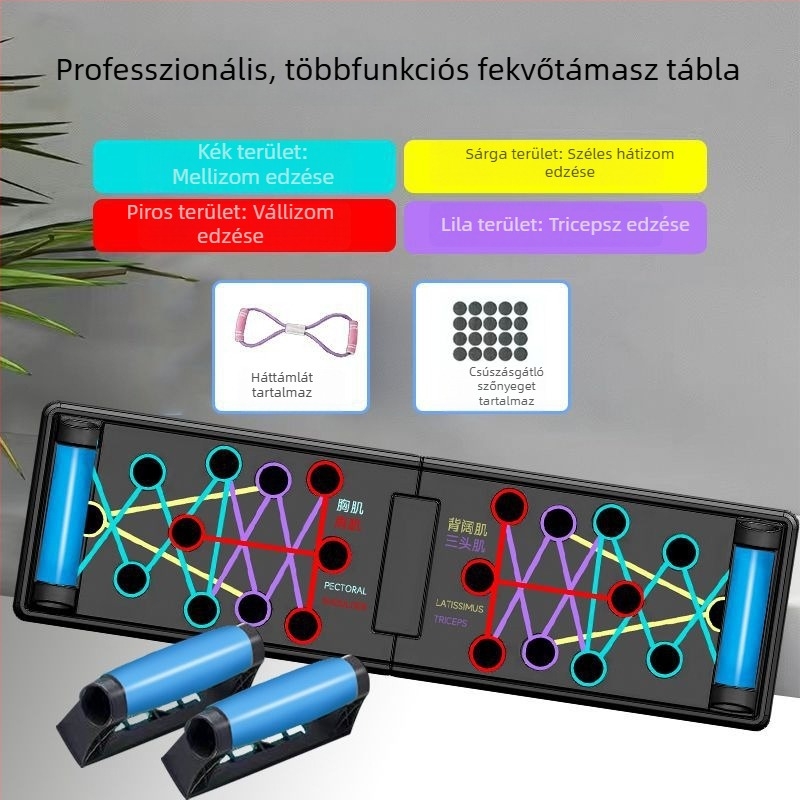 Többfunkciós fekvőtámasz tábla felnőtteknek, összecsukható tartókeret, mellizom-edző, sík alátámasztás