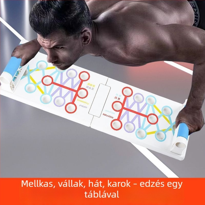 Többfunkciós fekvőtámasz tábla felnőtteknek, összecsukható tartókeret, mellizom-edző, sík alátámasztás