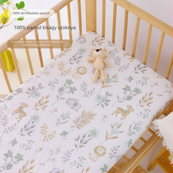 Baba- vagy bölcsője ágyneműhuzat készlet, 100% pamut, három darab, mintás állatos és virágos motívumok