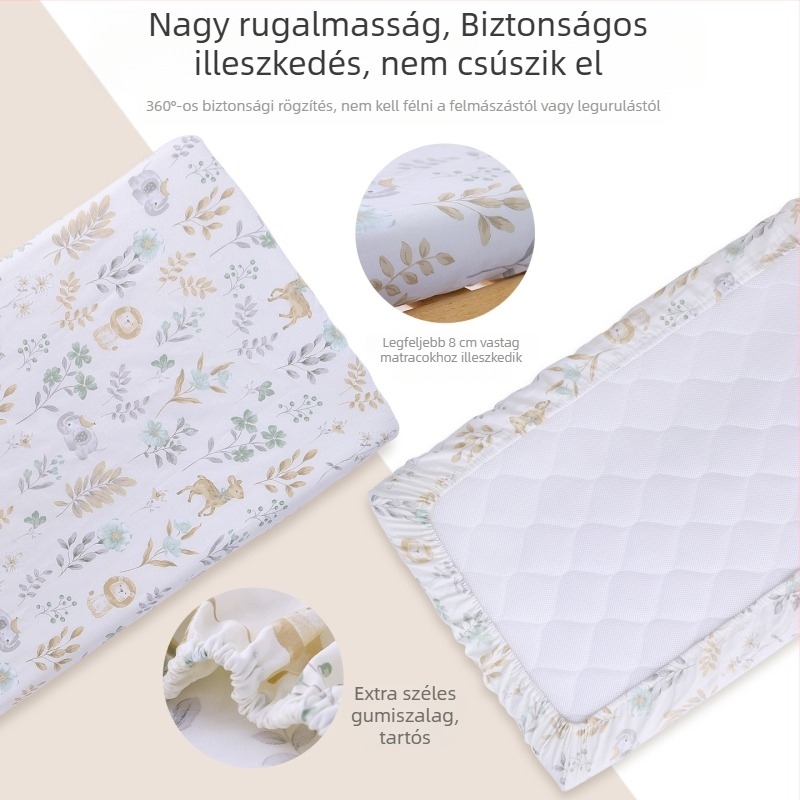 Baba- vagy bölcsője ágyneműhuzat készlet, 100% pamut, három darab, mintás állatos és virágos motívumok