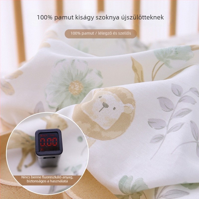 Baba- vagy bölcsője ágyneműhuzat készlet, 100% pamut, három darab, mintás állatos és virágos motívumok
