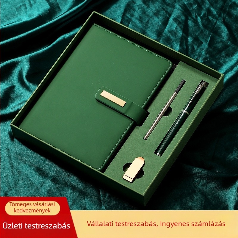 A5-ös bőrhatású üzleti notesz ajándékdoboz készlet testreszabható logóval, notesz és értekezleti jegyzőkönyv