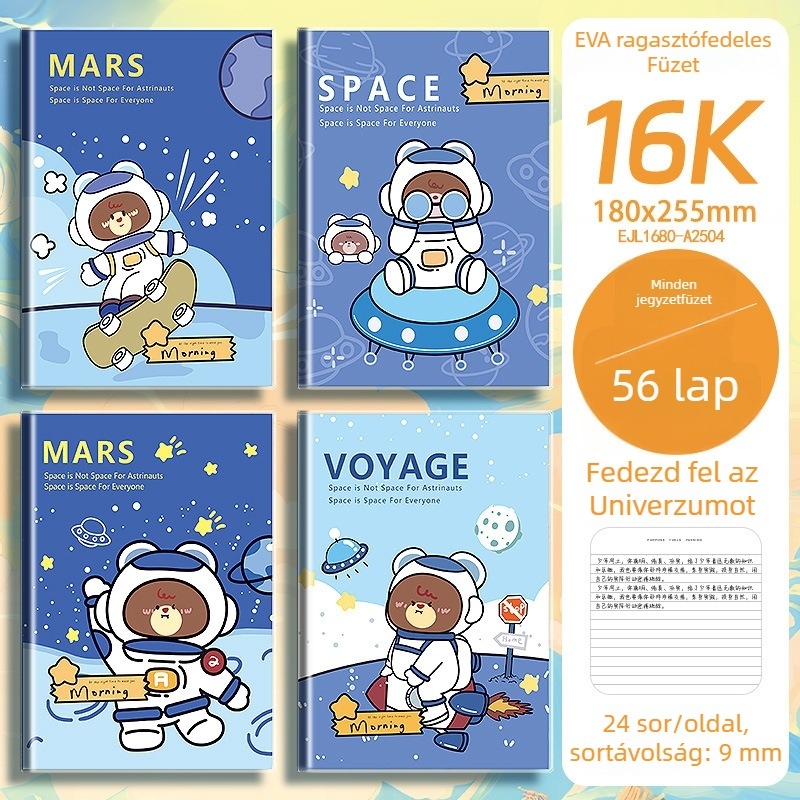 Diákkönyv EVA borítóval, B5/A5 méret, drótkötéses, 100–200 oldal, vastag, friss letisztult dizájn