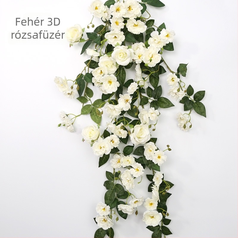 Mesterséges rózsa futó virágfalidísz, függő dekor a nappaliba, textilekből és műanyagból