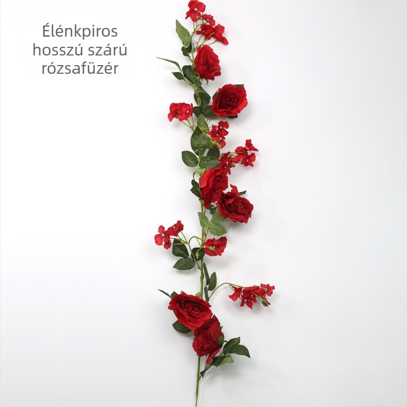 Mesterséges rózsa futó virágfalidísz, függő dekor a nappaliba, textilekből és műanyagból