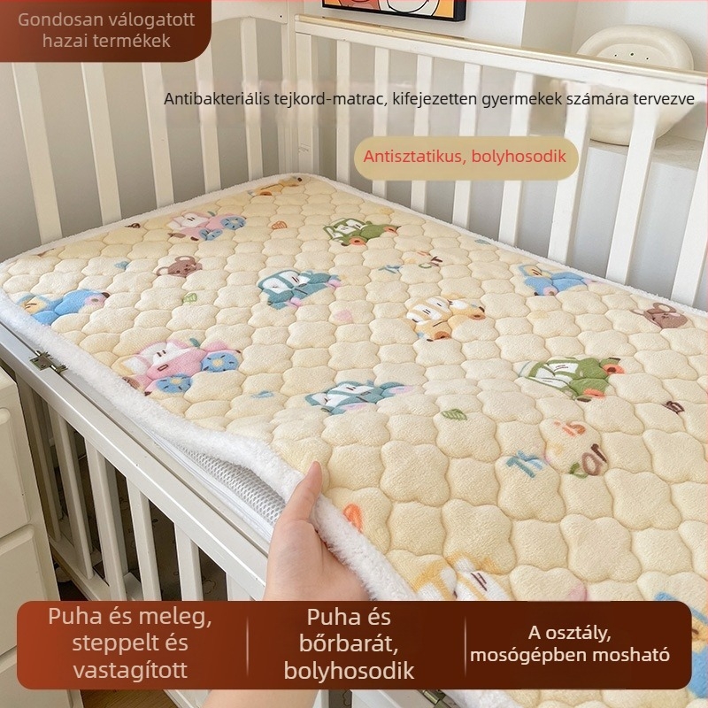 Tejbarna velúr matrac készlet babáknak és gyerekeknek korall fleece borítással, patchwork vékony takaró és lepedő