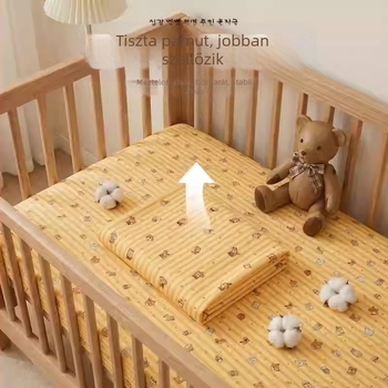 100% pamut babaágy lepedő, gumis rögzítésű, újszülötteknek, puha és bőrbarát