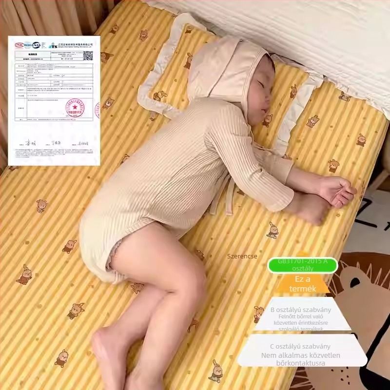 100% pamut babaágy lepedő, gumis rögzítésű, újszülötteknek, puha és bőrbarát