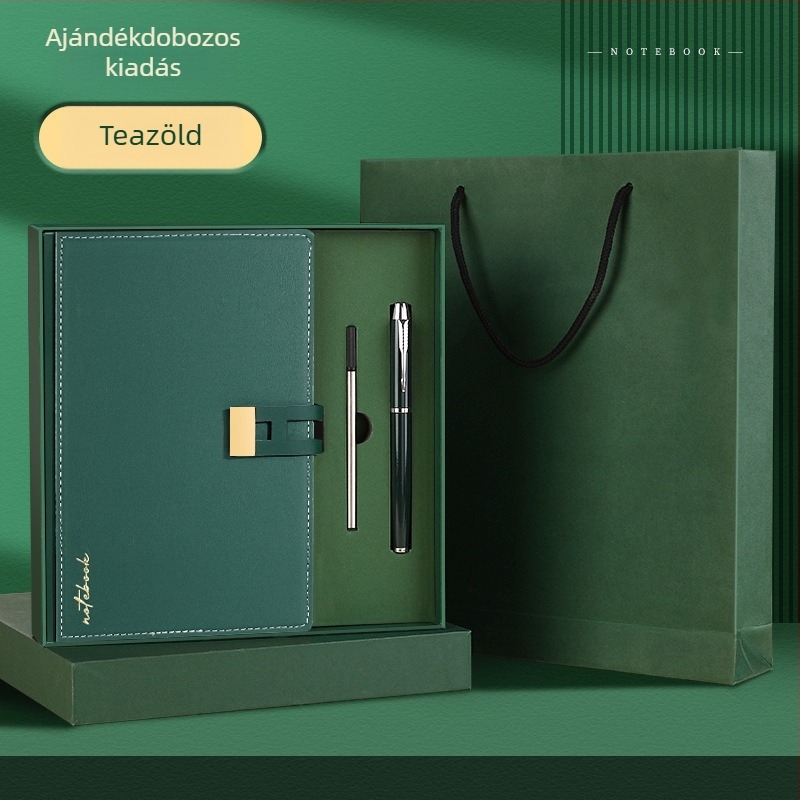 Testreszabható notesz logó nyomtatással és tollbetét gravírozással, PU bőr napló iroda számára