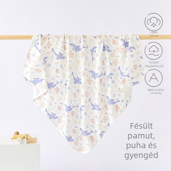 Újszülött összefogó pléd: vékony 100% pamut baba számára, tavasz-nyár