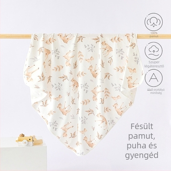 Újszülött összefogó pléd: vékony 100% pamut baba számára, tavasz-nyár