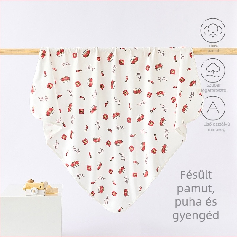 Újszülött összefogó pléd: vékony 100% pamut baba számára, tavasz-nyár