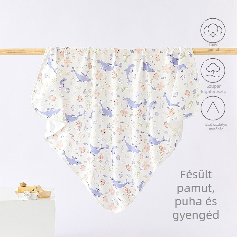 Újszülött összefogó pléd: vékony 100% pamut baba számára, tavasz-nyár