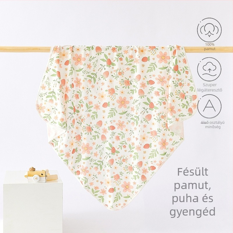 Újszülött összefogó pléd: vékony 100% pamut baba számára, tavasz-nyár
