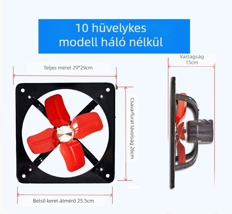 Konyha- és Fürdőszobai kivezető ventilátor, ablak típusú, erős ipari ventilátor, 12 hüvelyk