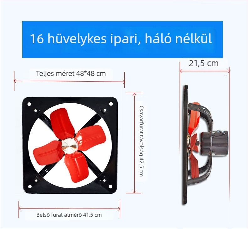 Konyha- és Fürdőszobai kivezető ventilátor, ablak típusú, erős ipari ventilátor, 12 hüvelyk