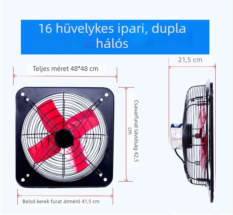 Konyha- és Fürdőszobai kivezető ventilátor, ablak típusú, erős ipari ventilátor, 12 hüvelyk