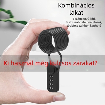 Jelszavas zár sisakokra, bőröndökre és szekrényekre; acélhuzalos lakat, lopás elleni védelem motorkerékpárok és elektromos kerékpárok számára