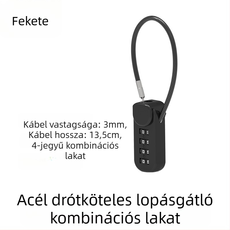 Jelszavas zár sisakokra, bőröndökre és szekrényekre; acélhuzalos lakat, lopás elleni védelem motorkerékpárok és elektromos kerékpárok számára