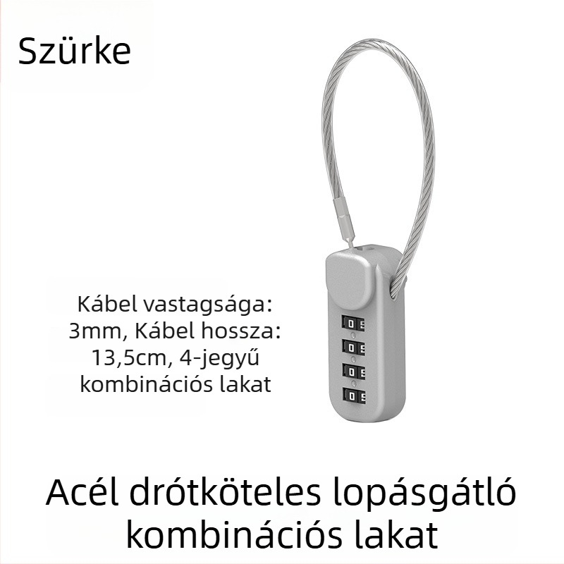 Jelszavas zár sisakokra, bőröndökre és szekrényekre; acélhuzalos lakat, lopás elleni védelem motorkerékpárok és elektromos kerékpárok számára