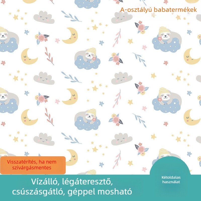 Babapelenkázó matracvédő – tiszta pamut, A osztály, vízálló és lélegző, mosható, nagy méretű matracvédő éjszakai védelem