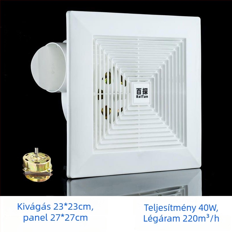 Fürdőszobai mennyezetre szerelt erős kivezetőventilátor gipszkartonos mennyezethez