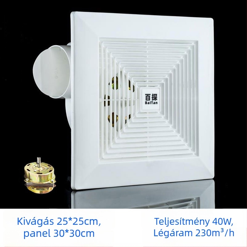 Fürdőszobai mennyezetre szerelt erős kivezetőventilátor gipszkartonos mennyezethez