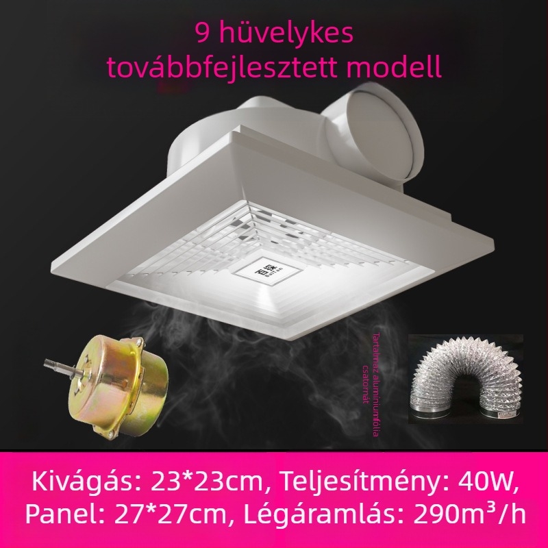 Fürdőszobai mennyezetre szerelt erős kivezetőventilátor gipszkartonos mennyezethez