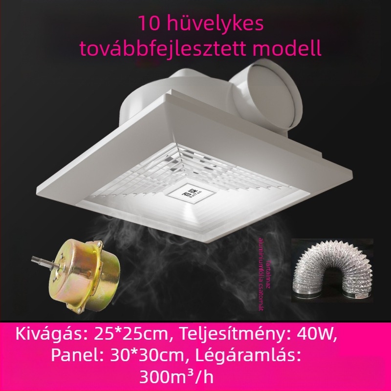 Fürdőszobai mennyezetre szerelt erős kivezetőventilátor gipszkartonos mennyezethez