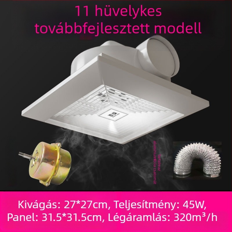 Fürdőszobai mennyezetre szerelt erős kivezetőventilátor gipszkartonos mennyezethez