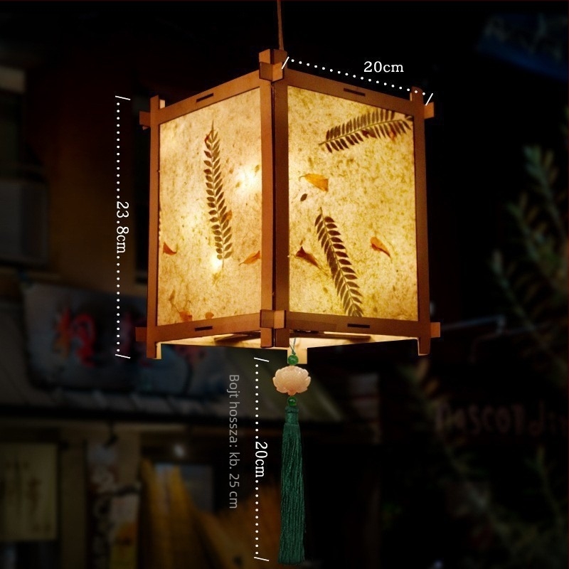 Ősi stílusú papírlámpa virágos és fű motívummal – DIY kézműves készlet
