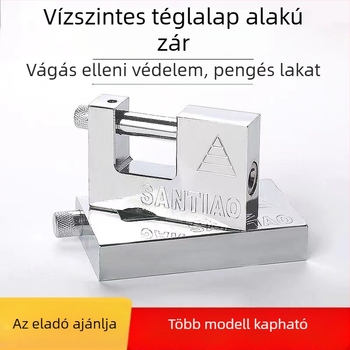 40 mm-es antik stílusú zár, vízszintes nyitású téglalap alakú penge, nagy méret, imitációs rozsdamentes acél, anti-bontás és anti-lopás