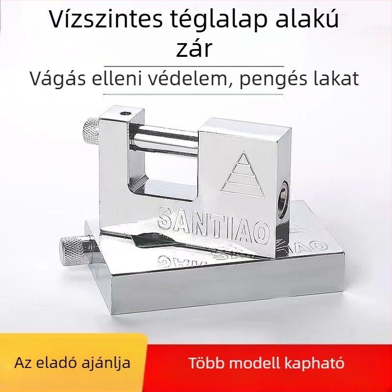 40 mm-es antik stílusú zár, vízszintes nyitású téglalap alakú penge, nagy méret, imitációs rozsdamentes acél, anti-bontás és anti-lopás