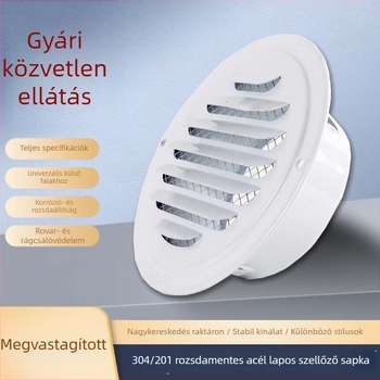 304 rozsdamentes acél kör alakú légkivezető a páraelszívóhoz