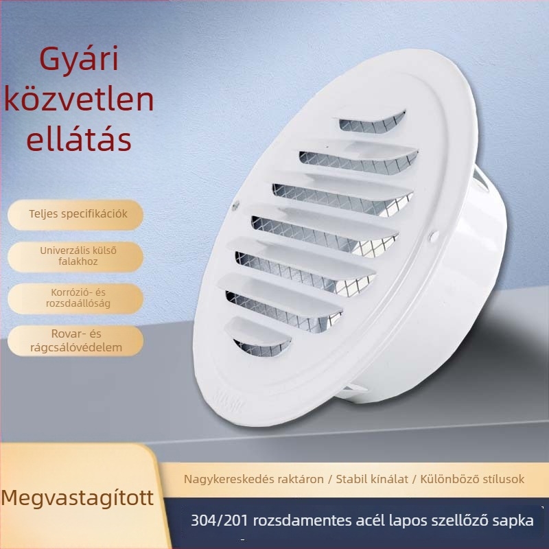 304 rozsdamentes acél kör alakú légkivezető a páraelszívóhoz
