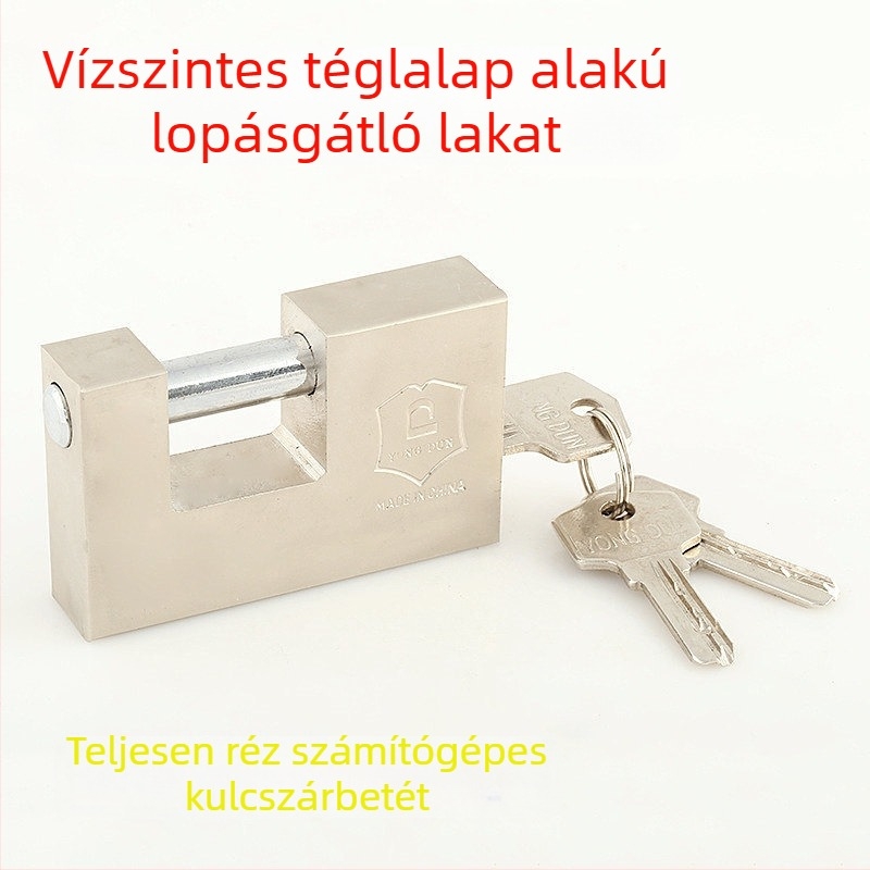 Téglalap alakú lopás elleni zár horizontális típussal, atomzáras zárótest, tömör réz test, korrózióálló és vízálló, anti-vágó csuklós raktárajtókhoz