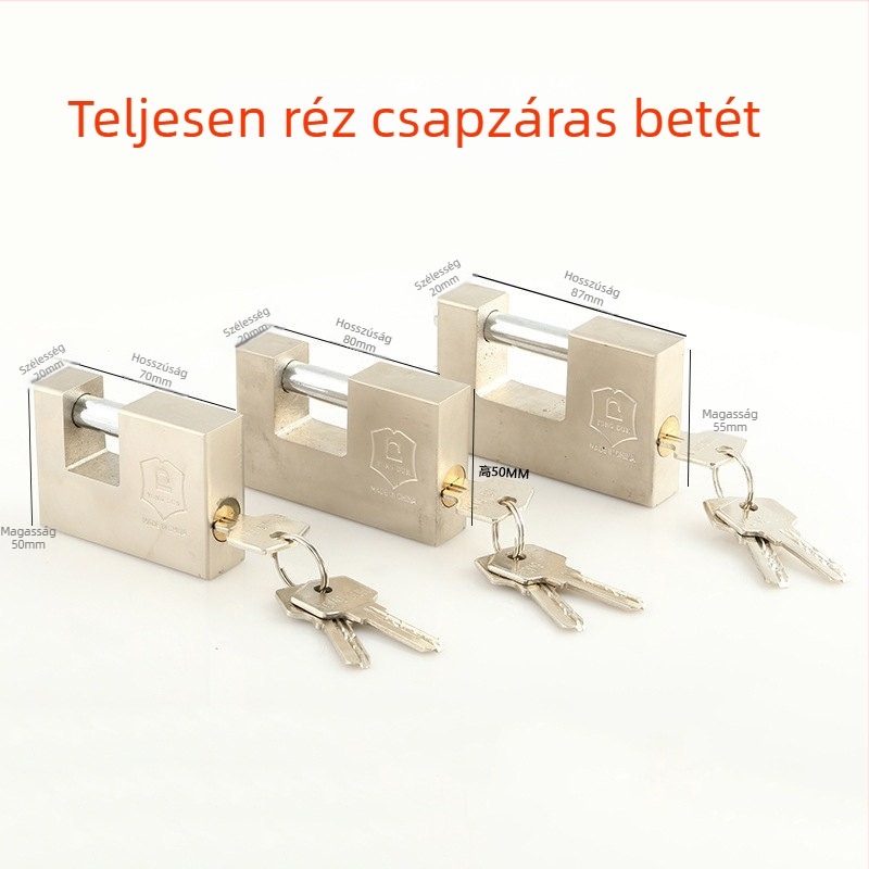 Téglalap alakú lopás elleni zár horizontális típussal, atomzáras zárótest, tömör réz test, korrózióálló és vízálló, anti-vágó csuklós raktárajtókhoz