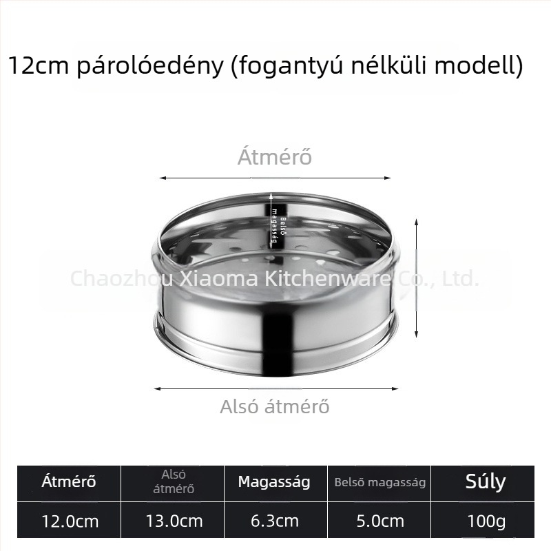 Rozsdamentes acélból készült vastagított kis gőzölő, dupla fogantyúval, gőzölő kosár, otthoni és kereskedelmi felhasználásra