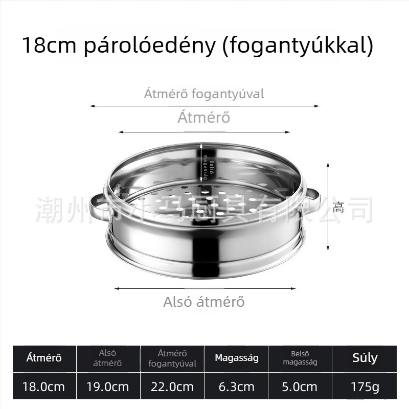 Rozsdamentes acélból készült vastagított kis gőzölő, dupla fogantyúval, gőzölő kosár, otthoni és kereskedelmi felhasználásra