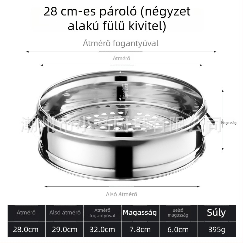 Rozsdamentes acélból készült vastagított kis gőzölő, dupla fogantyúval, gőzölő kosár, otthoni és kereskedelmi felhasználásra