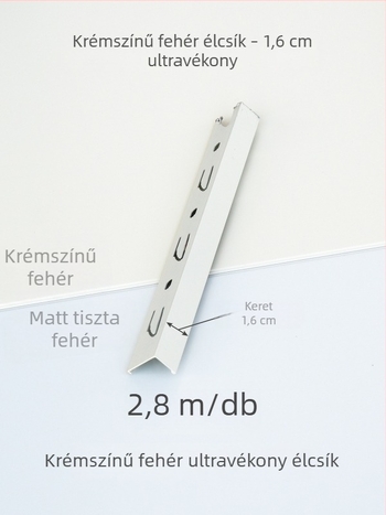 Beépített mennyezeti élcsík, krémfehér és matt fehér felülettel, sarokprofil alumínium ötvözetből