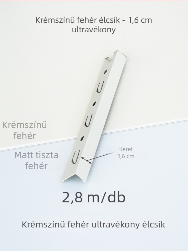 Beépített mennyezeti élcsík, krémfehér és matt fehér felülettel, sarokprofil alumínium ötvözetből