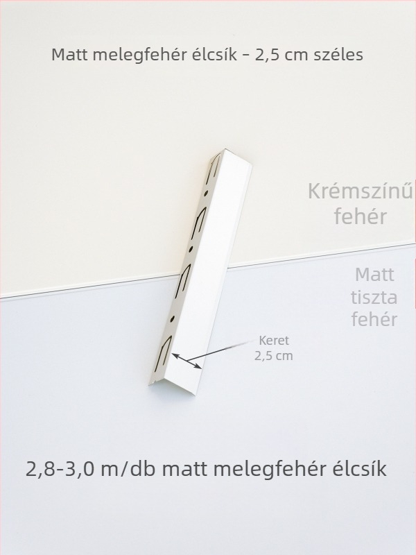 Beépített mennyezeti élcsík, krémfehér és matt fehér felülettel, sarokprofil alumínium ötvözetből