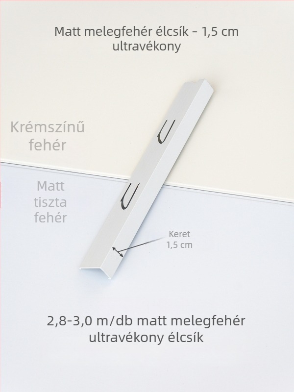 Beépített mennyezeti élcsík, krémfehér és matt fehér felülettel, sarokprofil alumínium ötvözetből