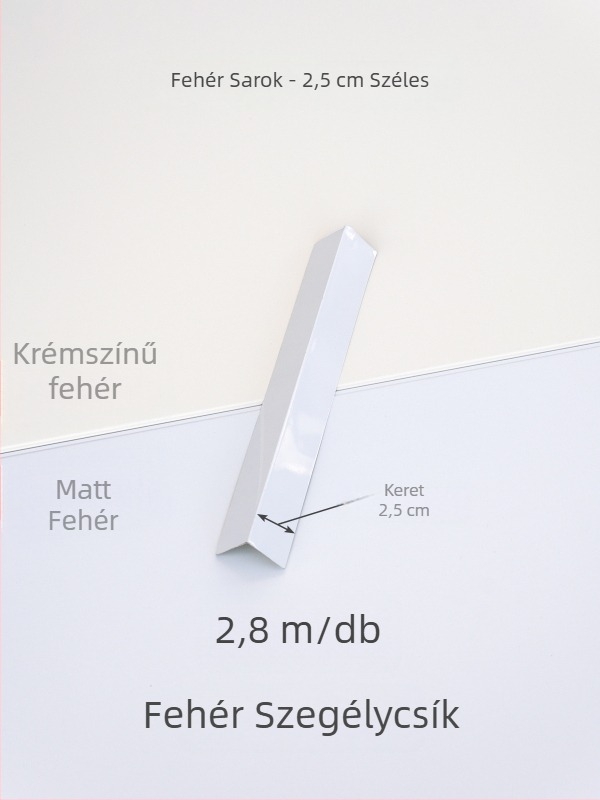 Beépített mennyezeti élcsík, krémfehér és matt fehér felülettel, sarokprofil alumínium ötvözetből