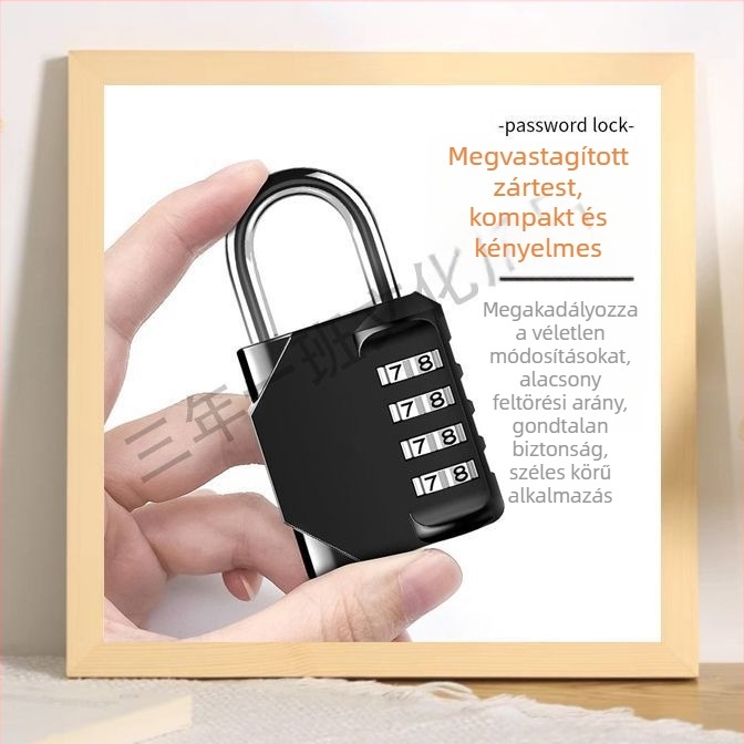 Négyjegyű kombinációs zár – vízálló fém zár, ideális kollégiumhoz, szekrényhez, edzőteremhez, poggyászhoz és otthoni használathoz