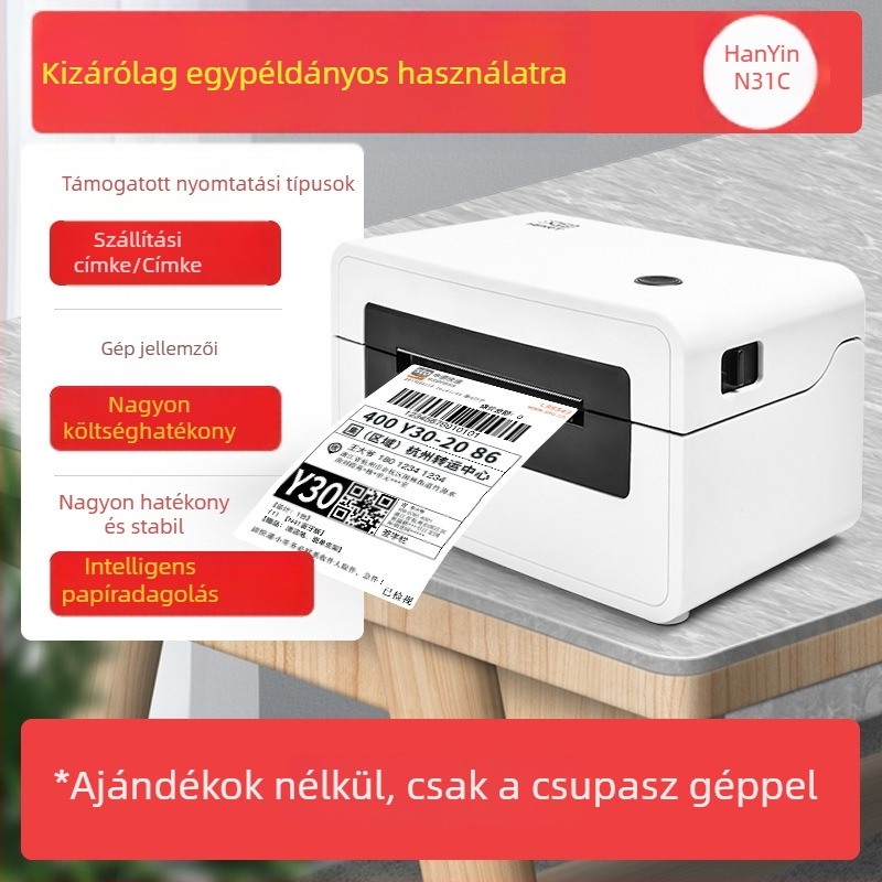 Hanyin N31 Bluetooth hordozható címkenyomtató, termikus vonalkód és elektronikus feladólevél