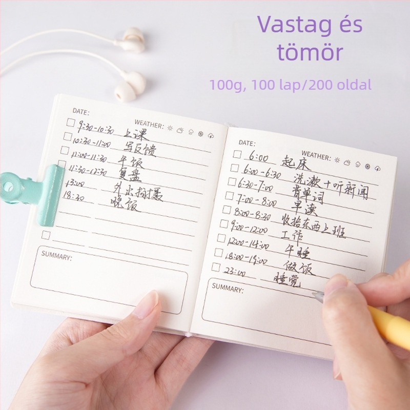 Kompakt utazási napló, hordozható mini napló diákoknak, koreai/japán stílusban.