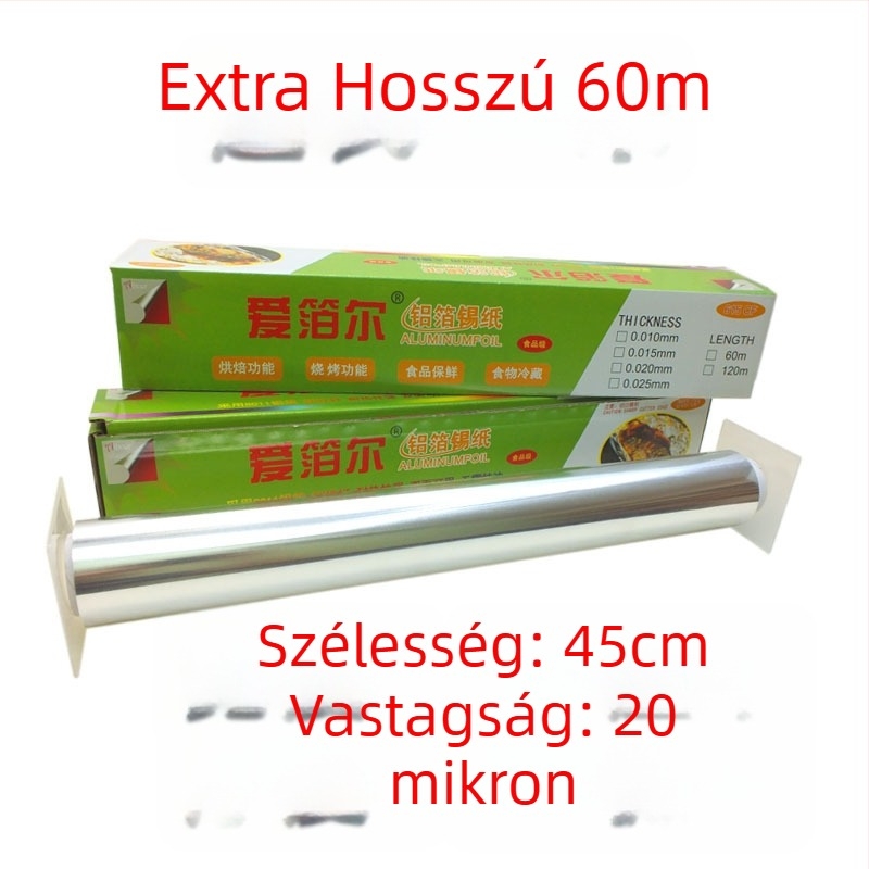 613/615 méretű nagy tekercs alumínium fólia grillsütéshez és sütéshez, szélesség 38/45 cm, vastagság 15–30 mm, nyomtatott logóval