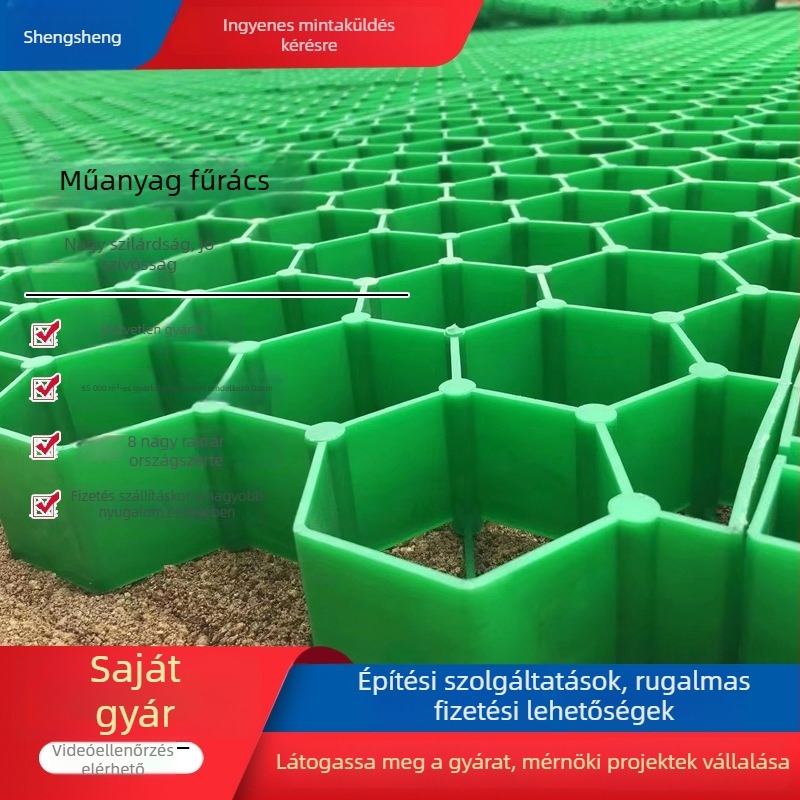 Műanyag fűrácsok gyephez, parkolókhoz, kertészeti zöldítéshez és folyóparti védelemre